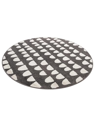 Rugs.com Whimsy Kids Collection Rug – 5 Ft Round Dark Gray Medium-Pile Rug Perfect for Kitchens, Dining Rooms - color: Dark Gray, size: 5' Round