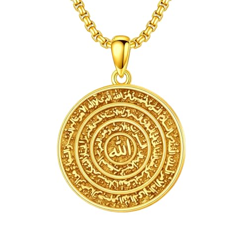 PELOVNY Allah Necklace for Men Women 925 Sterling Silver Islam Allah Pendant Chain Islamic Muslim Religious Jewelry Gifts - color: Allah-02-Golden