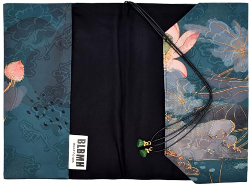 BLBMH 5x8 Book Cover | Handmade Non-Stretch Fabric Sleeve with Bookmark | for Paperback Bible Journal | Privacy Reading Gift for Women - Lotus - color: Lotus B