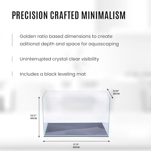 UNS Ultra Clear Rimless Tank - 11.9GAL | 45.3L - 17.71x11.02x14.17 | 45x28x36 CM, 5mm Glass Thickness, Leveling Mat Included - Low Iron, High Clarity Fish Tank w/ 45° Mitered Edge - [45T] - size: [45T] - 11.9 Gal - 17.71 x 11.02 x 14.17 in