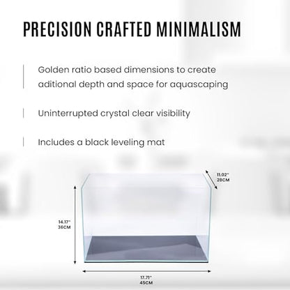 UNS Ultra Clear Rimless Tank - 11.9GAL | 45.3L - 17.71x11.02x14.17 | 45x28x36 CM, 5mm Glass Thickness, Leveling Mat Included - Low Iron, High Clarity Fish Tank w/ 45° Mitered Edge - [45T] - size: [45T] - 11.9 Gal - 17.71 x 11.02 x 14.17 in