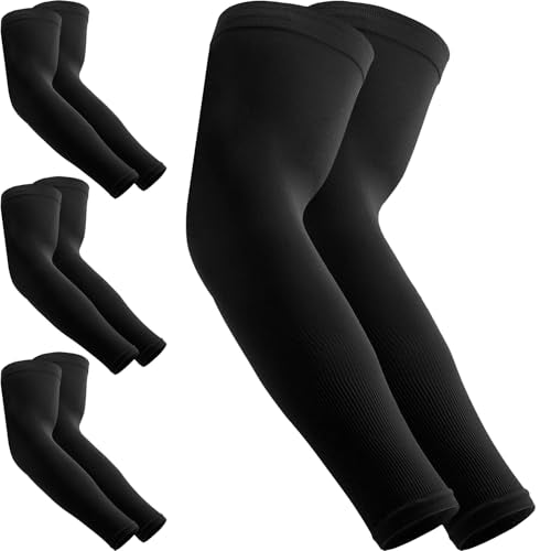 Arm Sleeves for Men/Women, Sun Sleeves UV Protection Volleyball - color: 4 Pairs: Black