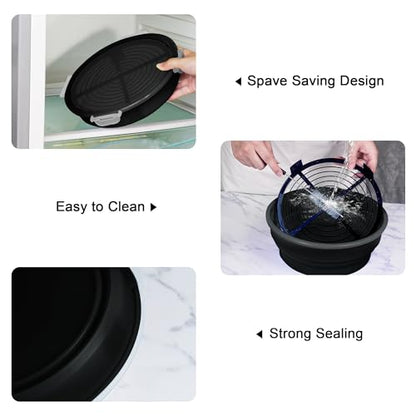 Collapsible Batter Bowl - Breading Bowl Shaker with Lid, Black - color: Black