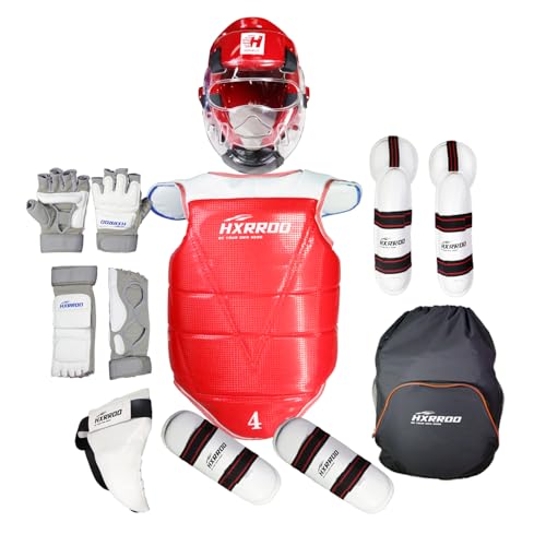 Upgraded Taekwondo Sparring Gear Set, Training Equipment, Light Weighted and Soft, for Taekwondo Karate Trainer Youth Adult - color: red, size: 2#