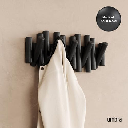 Umbra Picket Coat Rack, Wall Mount 5 Flip-Down Coat Hooks, Black - color: Black, size: 5-Hook