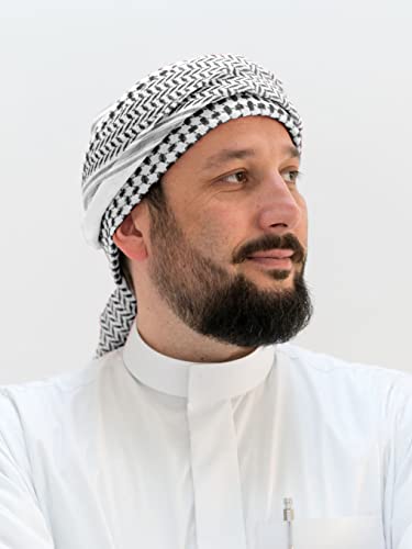 HOMELEX Keffiyeh Arab Head Scarf for Men Sheikh Muslim Turban Saudi Dubai Headwear - color: Black