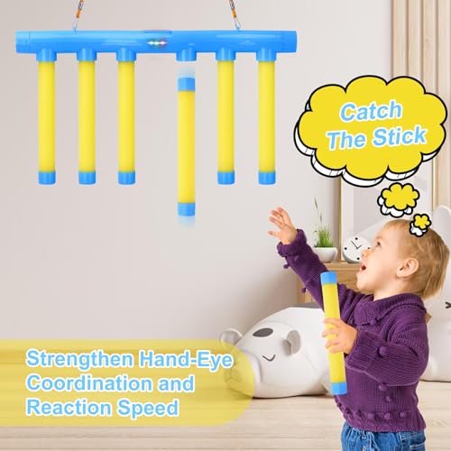 OCES Reflex Stick Game, Reflex Sticks Reaction Training Hand Speed Challenge Game, Upgrade Hand Eye Coordination Training Catching Toy Remote Control 3 Adjustable Speed (Standard) - color: Standard Blue