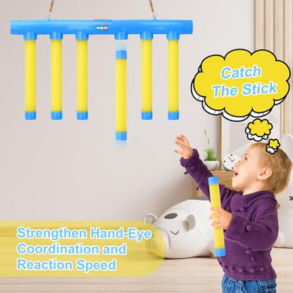 OCES Reflex Stick Game, Reflex Sticks Reaction Training Hand Speed Challenge Game, Upgrade Hand Eye Coordination Training Catching Toy Remote Control 3 Adjustable Speed (Standard) - color: Standard Blue