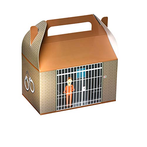 Hammont Paper Treat Boxes - (10 Pack) - Party Favors Treat Container Cookie Boxes Cute Designs Perfect for Parties and Celebrations 6.25" x 3.75" x 3.5" (Prison) - color: Prison