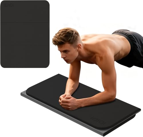 Foldable Exercise Pad Extra Thick 1.2" x 14" x 24" | POE Non-Toxic Multi-Functional Knee & Elbow Cushion for Push Up, Yoga, Pilates, Home & Gym Use for Adults & Kids - color: Black+Gray