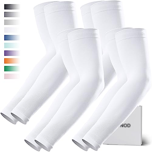 GOUNOD Arm Sleeves for Men Women,Compression Sleeves to Cover Arms for Men Working,Sun Sleeves for Men UV Protection - color: 4 Pairs White