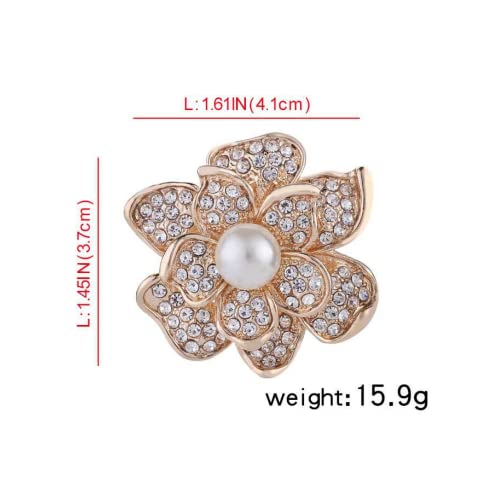 COLORFUL BLING 우아한 모조 진주 꽃 크리스탈 브로치 핀 웨딩 신부 패션 주얼리 - color: C 스타일