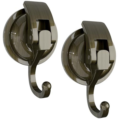 Heavy Duty Vacuum Suction Cup Hooks, Green Bronze Plated Polished Super Suction for Kitchen Bathroom, 2 Pack - color: Green Bronze