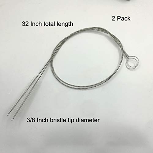 2 Pcs Cleaning Brush Bristle Tip 3/8” by 32” Inch Long - Flexible Cleaner Tool for Clean Keg, Feeding Tube, Line Tube Hose