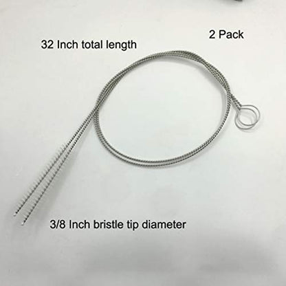 2 Pcs Cleaning Brush Bristle Tip 3/8” by 32” Inch Long - Flexible Cleaner Tool for Clean Keg, Feeding Tube, Line Tube Hose