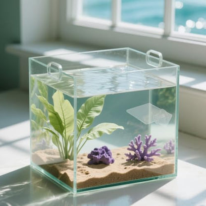 2pcs Aquarium Shelf, Acrylic Plant Holder with Suction Cup, Transparent Ledge Shelf for Fish Tank Small Floating Platform for Aquatic Plants Coral Display