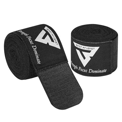 Boxing Hand Wraps, 180 Inches Inner Gloves with Thumb Loop | Elasticated Knuckle Protection for Martial Arts | Soft Under Mitts for Muay Thai, Kickboxing, MMA, Punching Bag Men Women - color: Black