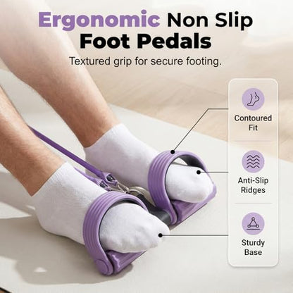 Pedal Resistance Band with Handle, 2026 Upgrade Multifunction Pedal Resistance Band, Elastic Pull Rope for Abs, Legs, Glutes, Arms, Waist - color: Pueple, size: 25-50 lb