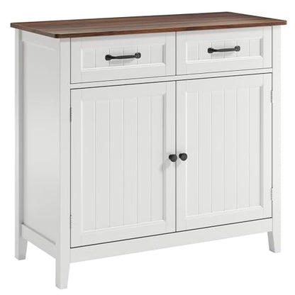 Bealife 32" Buffet Cabinet, Kitchen Island with Storage - Retro | Coffee Bar Cabinet with 2 Drawers and Adjustable Shelf, for Dining Room, Living Room, Entryway - color: Retro