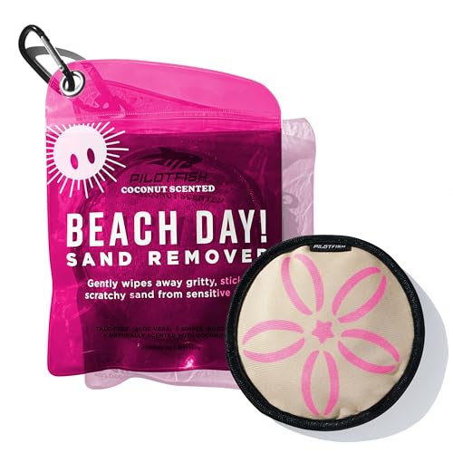 Pilotfish Beach Essentials Sand Remover Bag, Gentle Skin-Friendly Formula with 7 Natural Ingredients + Coconut Oil, Talc-Free Sand Removal Beach Accessories, Must Haves, Gifts for Women - size: 1 Count (Pack of 1)