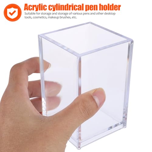 PRETYZOOM 3 Pack Acrylic Pen Holder Vase - Multi-Functional Clear Storage for Desk Makeup Brushes and Centerpieces - 10X6.5Cm Decorative Candle Holder