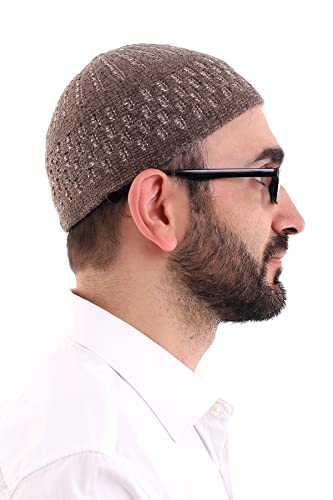 ihvan online Turkish Muslim Winter Velvet Kufi Hats for Men, Taqiya, Takke, Peci, Islamic Caps, Islamic Gifts, Standart Size - color: Brown