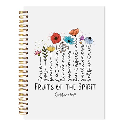 Fruit of the Spirit Christian Spiral Notebook, Floral Bible Verse Journal, Christian Gifts for Women, Church Notes Notebook, Religious Prayer Journal for Woman, 5.5x8.3 - color: Floral Christian 7