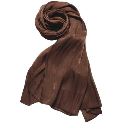 Women Premium Hijab Head Scarf Lightweight Shimmer Scarves Crepe Wedding Shawls and Wraps for Evening Dresses Shiny - color: Brown 9#