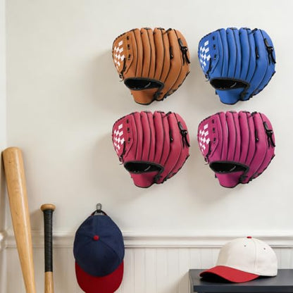 4 Pack Baseball Glove Stand, Softball Glove Display Rack - 2-in-1 Drill or No-Drill Wall Mount, Preserves Shape, U-Shaped Glove Holder for Garage, Locker Room, Entryway & Man Cave Storage