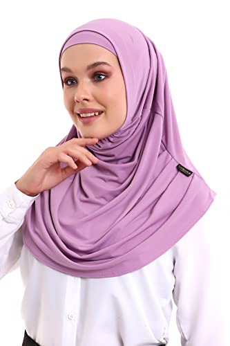 ihvan online, Hijab Scarves for Women, Ready to Wear, Lightweight and Comfortable Headscarf, Instant Turban, Jersey, Presewn - color: Lilac