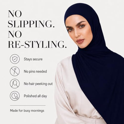 Slip-on Instant Premium Jersey Hijab Head Scarf Wrap for Muslim Women Made in Turkey - color: Black, size: Pack of 1