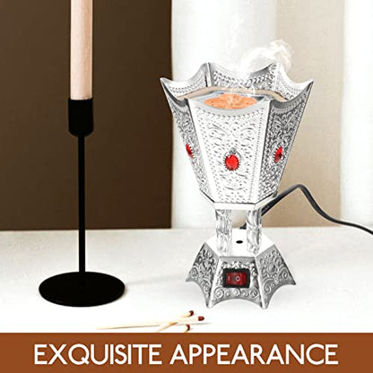 SEWACC Electric Incense Burner Metal Bakhoor Burner Middle Eastern Style Tabletop Electric Censer for Home Office Yoga Spa Decor