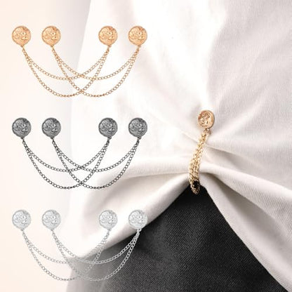 6 Pcs Magnetic Clothing Clips, Clothing Magnets with Chain Magnetic T-Shirt Button Clip Multi Function Magnetic Clothes Pins Accessories for Fasten Hems Fabric Trouser Legs Hijab Sleeves (Lotus) - style: Lotus