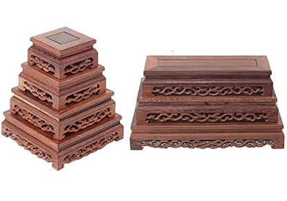 GOLDY&WENDY Rectangular Wooden Base Vase Plant Fish Tank Sculpture Display Stand Home Crafts Pedestal