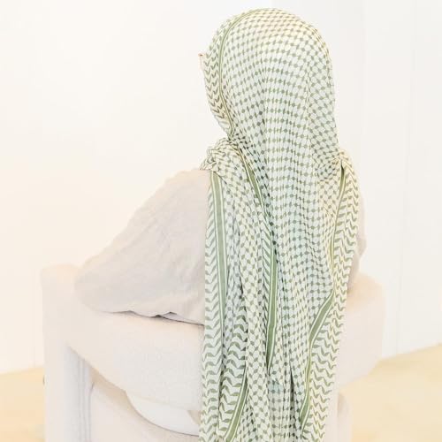 Palestinian Keffiyeh Scarf Wrap for Women Abaya Prayer Shawl Muslim Keffiyeh Printed Chiffon Hijab Scarf