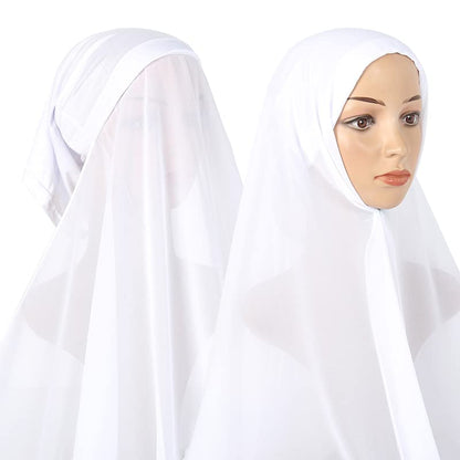 Yeieeo Instant Chiffon Hijab with Undercap (Tube or Bandage Cap), Breathable, no sweat buildup,Solid Chiffon Head Wraps - color: White 1