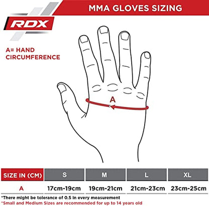 RDX MMA Gloves Premium Real Maya Hide Leather, Mixed Martial Arts Sparring & Grappling Gloves for Training, Fighting Gloves, Fingerless Design, Padded Open D-Cut Palm, Mixed Martial Arts Equipment - size: X-Large