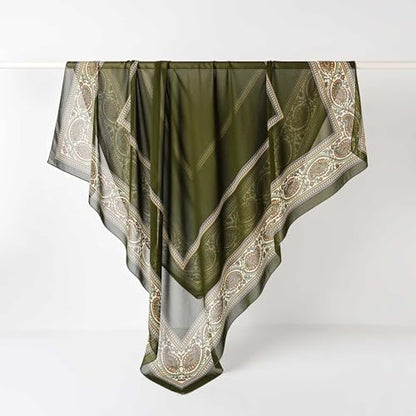 K-Elewon Large Square Scarf 51" Headscarf Chiffon Fashion Scarves Turbans Hair Wrapping Scarfs - color: A-green