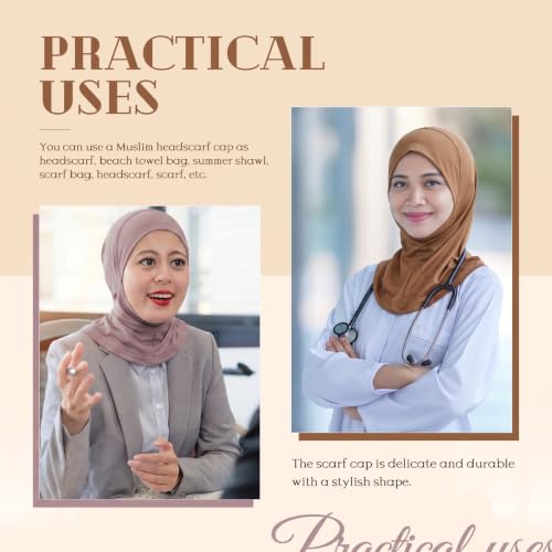 Geyoga Modal Hijab Cap for Women Adjustable Muslim Stretchy Turban Full Cover Shawl Cap Full Neck Coverage Small and medium - color: Beige, Khaki
