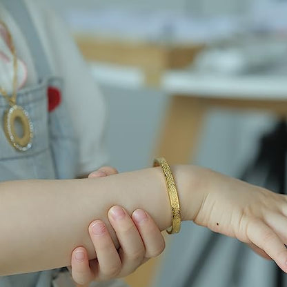 Qitian Islamic Jewelry Gifts for Women Allah Gold Bangles Bracelets Ayatul Kursi Arabic Cuff Bracelet for Women Men Islam Eid Ramadan New Year Gifts - color: T-Gold--toddlers