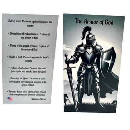 Westmon Works Armor of God Keychain Set Metal Key Ring with Holy Card