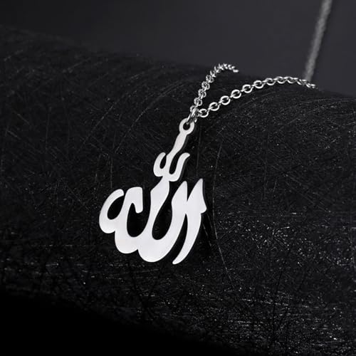 UNIFT Islamic Muslim Allah Layered Necklaces For Women Stainless Steel Charm Water Drop Heart Shape Allah Pendant Double Layer Necklace Islamic Jewelry - color: silver 2