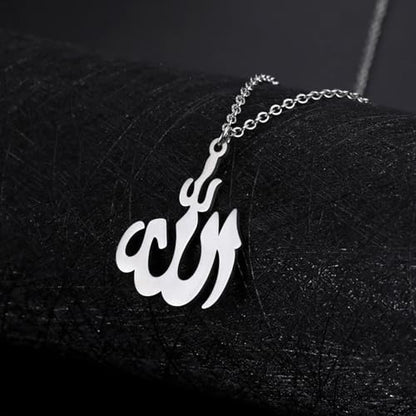 UNIFT Islamic Muslim Allah Layered Necklaces For Women Stainless Steel Charm Water Drop Heart Shape Allah Pendant Double Layer Necklace Islamic Jewelry - color: silver 2