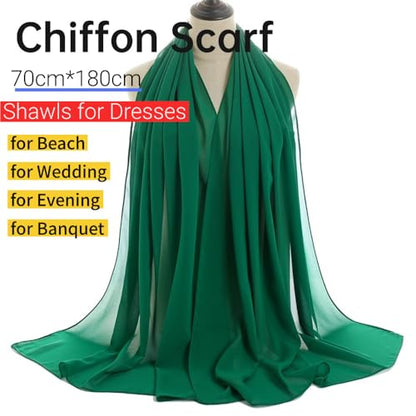 Harewom Chiffon Hijab for Women Sheer Shawl and Wraps for Wedding Bridal Scarves Summer Lightweight Sun-proof Scarf - color: Bright Green Chiffon Hijab Shawls Scarves