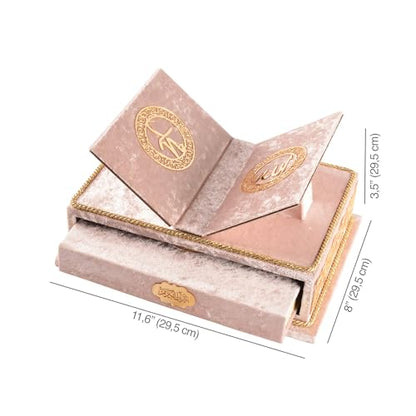 BABY SHOWER CHOCOLATE Quran Book with Rahle, Quran Stand, Islamic Gift, Muslim Gift for Eid Ramadan (Pink) - color: Pink