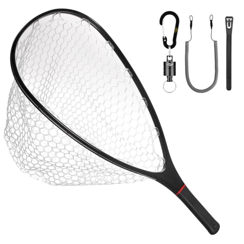 SF Fly Fishing Landing Net Soft Rubber Mesh Trout Net Catch and Release Net - style: Carbon Fiber Combo Medium