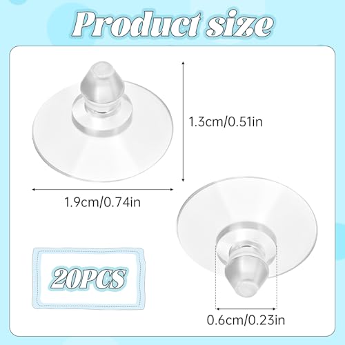 20Pcs 19mm Glass Table Suction Cups, Transparent Anti-Collision Suction Cups Without Hooks for Bathroom Wall Door Window