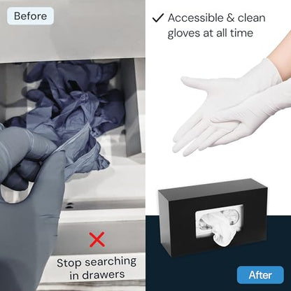 SimplyImagine Black Glove Box Holder - Acrylic Wall Mount Dispenser | Side-loading acrylic glove dispenser - single - Use for nitrile & latex gloves in kitchen, garage & lab