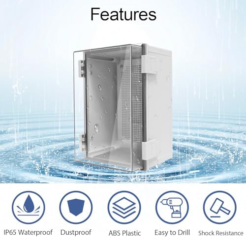 Junction Box, IP65 Waterproof Dustproof ABS Plastic Enclosure, Outdoor and Indoor Project Box Hinged Clear Cover with Mounting Plate Wall Brackets, Outer Dimension 11.8"x 7.9" x 7.1", Grey - size: 11.8"x 7.9" x 7.1" (1pc)