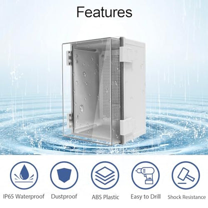 Junction Box, IP65 Waterproof Dustproof ABS Plastic Enclosure, Outdoor and Indoor Project Box Hinged Clear Cover with Mounting Plate Wall Brackets, Outer Dimension 11.8"x 7.9" x 7.1", Grey - size: 11.8"x 7.9" x 7.1" (1pc)